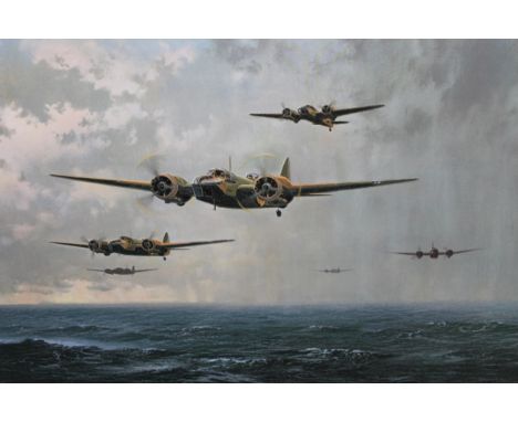 Gerald Coulson, signed Limited Edition colour print, ' The First Blow ', signed by the artist and by Flight Lieutenant George