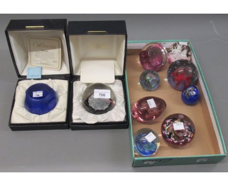 Two Limited Edition Caithness paperweights in original boxes, together with eight various Caithness and other paperweights 