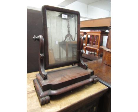 Victorian swing frame toilet mirror, and a circular brass occasional table with a folding base 