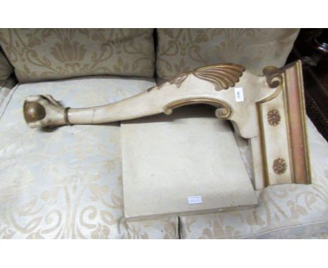 Mid 20th Century corner console table, the marble top above a parcel gilt base with cabriole claw and ball support 