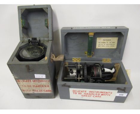Mid 20th Century black japanned Astro compass mark II, in original carrying case together with a mid 20th Century black japan