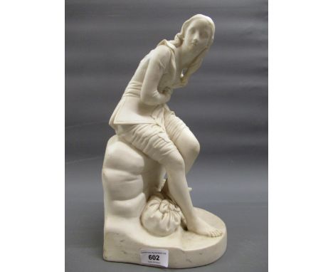 Minton Parian figure ' Dorothea ' (character from Don Quixote), modelled by John Bell, impressed date code and seal marks to 