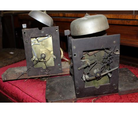 Two eight day longcase clock movements with bells 