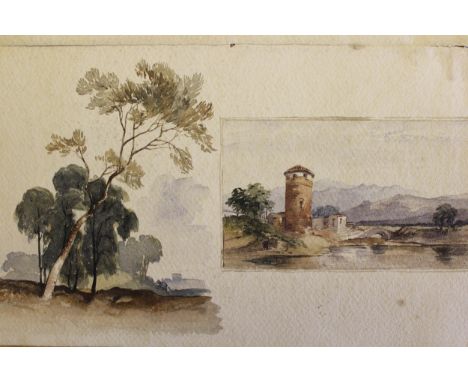 William Tatton Winter, group of six early watercolour vignettes, landscapes on a single folded sheet, together with a pencil 
