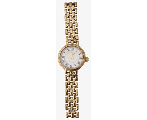 A lady's Rotary wristwatchcircular white dial, with Roman numerals, minute track, signed Rotary, Quartz movement, flexible 9c
