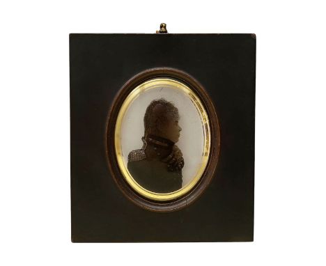 Arthur Lea of Portsmouth, British (1769-1828) Silhouette Portrait of a naval officerfacing right wearing a jacket with epaule