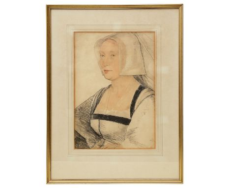 After Hans Holbein the Younger (1497/8-1543)"An unidentified woman c. 1526-8", lithograph with hand colouring on laid paper, 