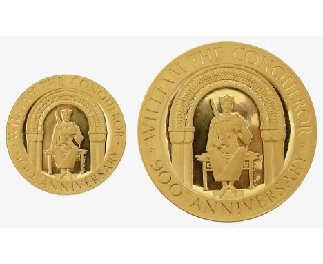 A 22ct gold Battle of Hastings 900th Anniversary Commemorative two  medal set issued by Spink &amp; Son Ltdlimited edition nu