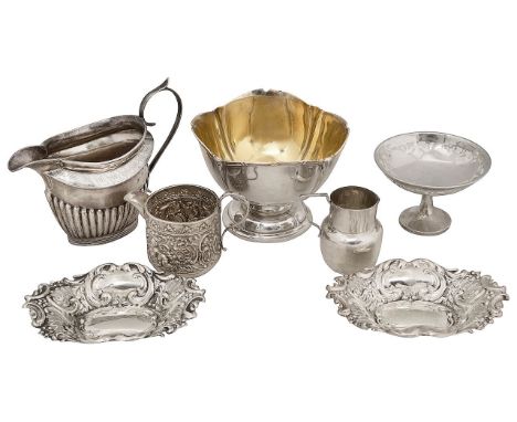 Victorian and later silver to include cream jugs and sugar basinvarious date, makerscomprising a late Victorian cream jug, Bi