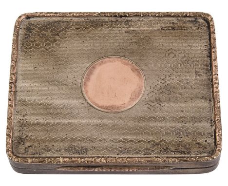 A George V silver and 9ct gold engine turned cigarette Chester, 1920, Hamilton &amp; Co (Calcutta)rectangular with fine guill