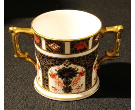 A Royal Crown Derby 1128 pattern two handled loving cup, first quality 