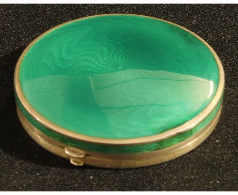 An early 20th century silver and enamel circular box, 6.5cm diam, import mark for London 1927 