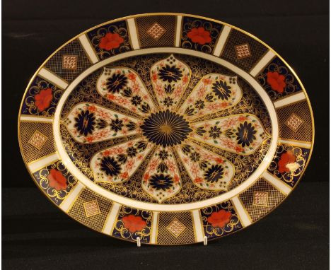 A Royal Crown Derby Imari 1128 pattern oval meat plate, 37.5cm, printed mark in red, first quality 