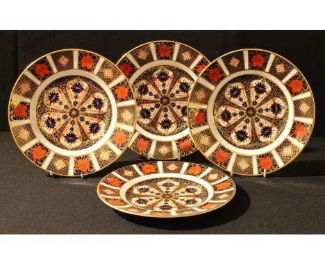 A set of four Royal Crown Derby Imari 1128 pattern side plates, 21.5cm diameter, printed marks, first quality 