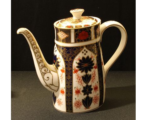 A Royal Crown Derby Imari 1128 pattern large coffee pot, 24cm, printed mark in red, first quality 