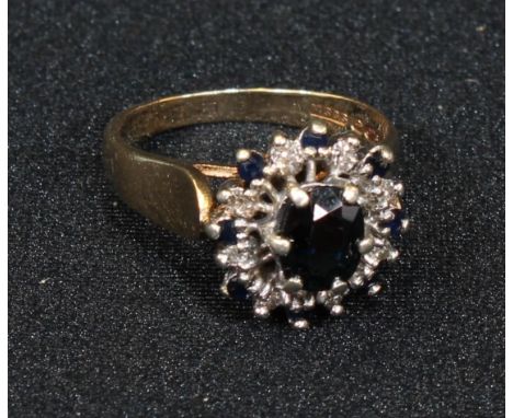 A 9ct gold sapphire and diamond ring 