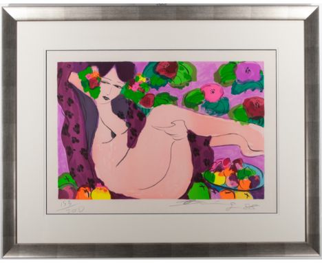 Silkscreen signed, Walasse Ting, ** Lying Nude **, No. 153/200. - size height and width 73 x 102 cm - frame 109 x 137 cm