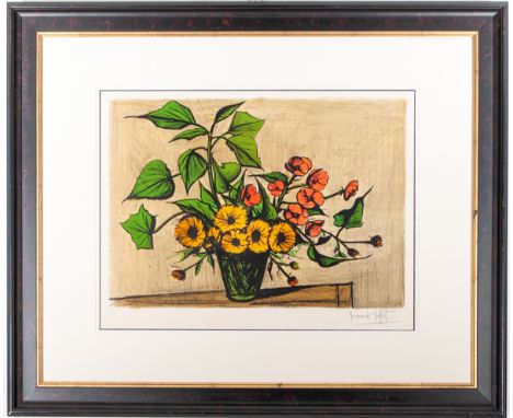 Silkscreen signed, Bernard Buffet, ** Flowers**, No. 49/150. - size height and width 47 X 67 cm - frame 94 X 112 cm