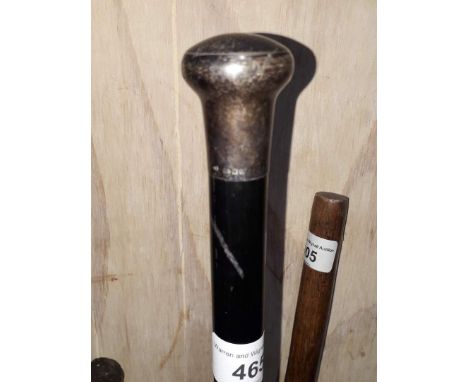 A hallmarked silver topped ebonised walking stick.  