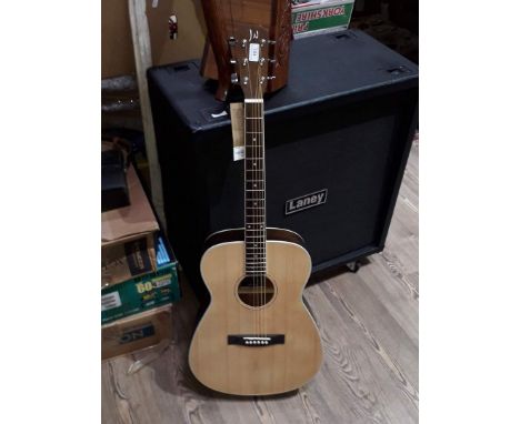 A JN steel strung acoustic guitar.  