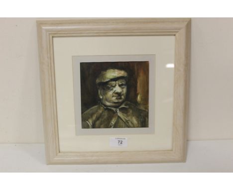(XX) Northern industrial school, a head and shoulder portrait study of a man in a flat cap, indistinctly signed lower right, 