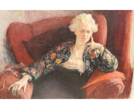 MARY BERESFORD WILLIAMS (1931-2003). Portrait study of a seated lady, inscribed verso 'Ambleside', signed with initials lower