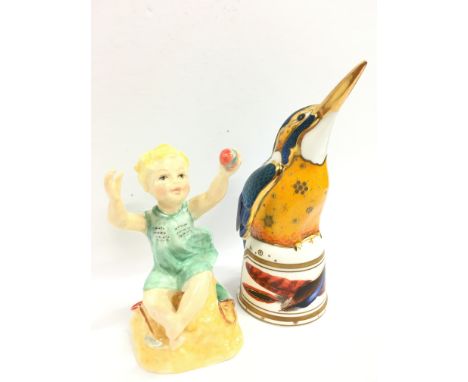 A Royal Worcester Connoisseur collection bone china candle snuffer modelled as a Knigfisher together with a Royal Worcester f
