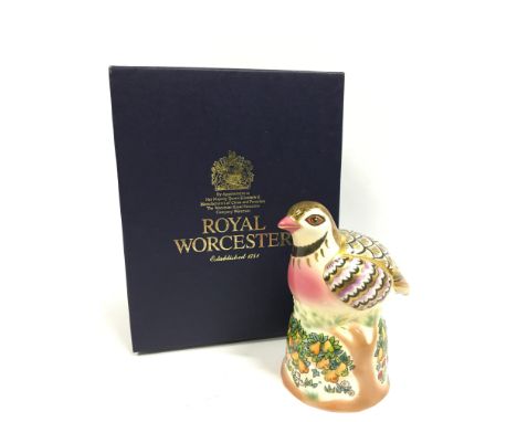 A Royal Worcester bone china candle snuffer: A partridge in a pear tree, issued in a limited edition 54/350 for Wheelers of L