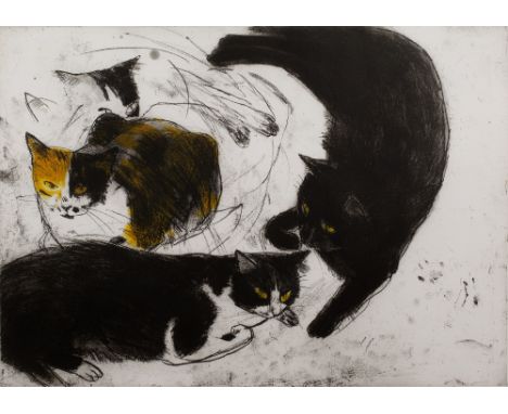 Elizabeth Blackadder (b.1931) Three Cats, 1992 10/50, signed and numbered in pencil (in the margin) etching and aquatint 44 x
