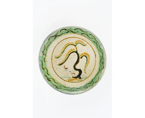 Bernard Leach (1887-1979) at Leach Pottery Dish tin glazed earthenware, the central willow tree within a border of sand eels 