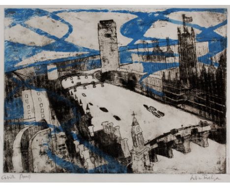 Julian Trevelyan (1910-1988) The Thames, 1965 artist's proof, inscribed with colour notes, signed in pencil (in the margin) e