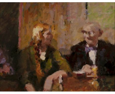 Gordon Radford (1936-2015) Ever Hopeful signed (lower right), titled (to reverse) oil on board 18 x 23cm.