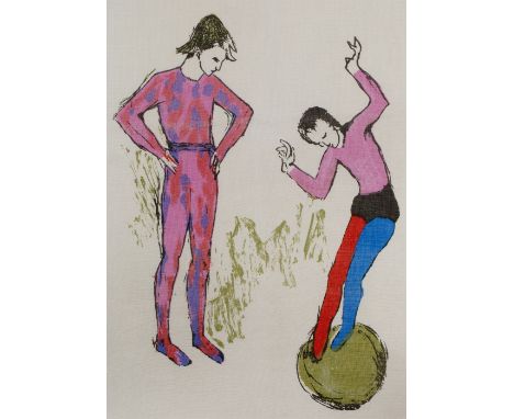 Pablo Picasso (1881-1973) for Bloomcraft Harlequin Acrobats, 1963 screen-printed textile 59 x 42cm.