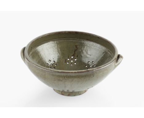 Michael Cardew (1901-1983) at Wenford Bridge  Colander moss green glaze impressed potter's and pottery seals 28.5cm diameter.
