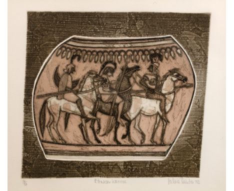 Valerie Thornton (1931-1991) Etruscan Warriors and Etruscan Encounter, 1983 both signed, titled, and numbered in pencil etchi