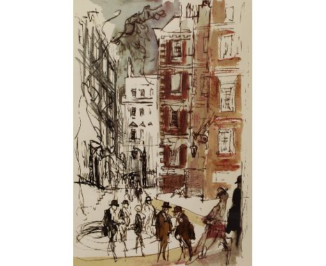 Feliks Topolski (1907-1989) Fountain Court, 1974 46/210, signed and numbered in pencil (in the margin) lithograph 64 x 45cm.