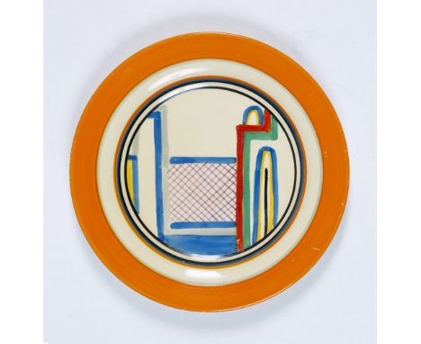Clarice Cliff (1899-1972)  Tennis pattern dish, circa 1930  Fantasque painted marks  17.6cm diameter.