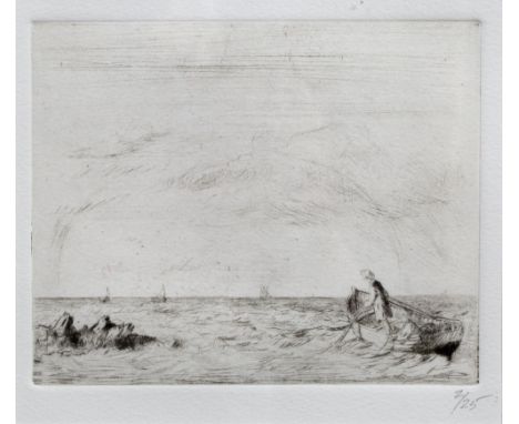 Bernard Leach (1887-1979) Figure in a Rowing Boat, 1913 number 2 from the edition of 25 etching, published by the New Craftsm
