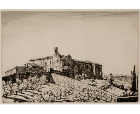 Henry George Rushbury (1889-1968) S.Agostino, S. Gimignano, 1927 signed in pencil (in the margin) etching 27 x 35.5cm.