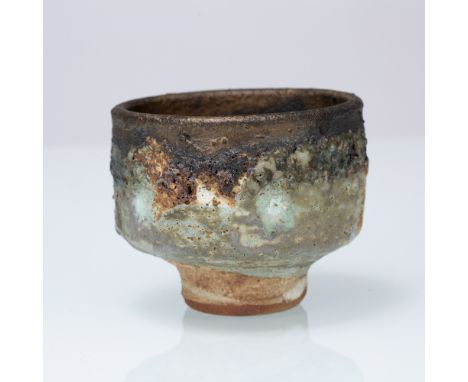 Robin Welch (1936-2019) Tea bowl  stoneware, with textured glaze impressed potter's seal 9cm high.