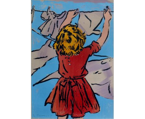 David Bromley (b.1960) The Washing Line 9/40, signed and numbered (lower left) lithograph 74 x 50cm.
