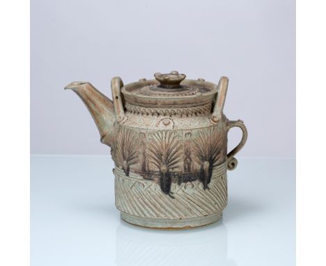 Ian Godfrey (1942-1992)  Large teapot, 1979 stoneware incised signature and date 26cm high.