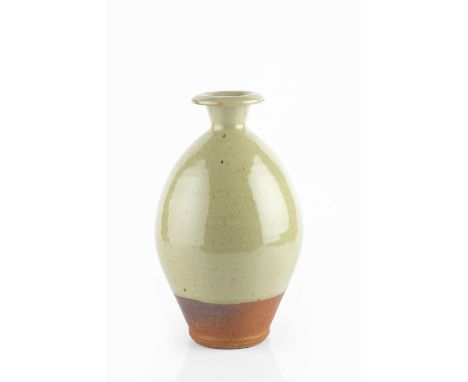 Bernard Leach (1887-1979) at Leach Pottery Vase celadon glaze impressed potter's and pottery seals 28cm high.