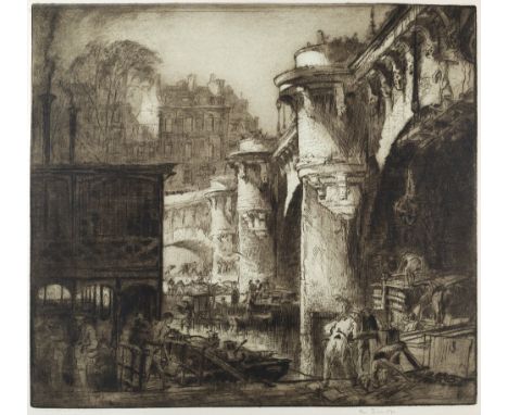 Frank Brangwyn (1867-1956) Pont Neuf, Paris, No.2, 1919 signed in pencil (in the margin) etching 52 x 57cm.