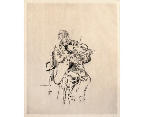 Walter Sickert (1860-1942) The Old Fiddler, circa 1922 signed in pencil (in the margin) etching 31.5 x 26.5cm. Exhibited: The