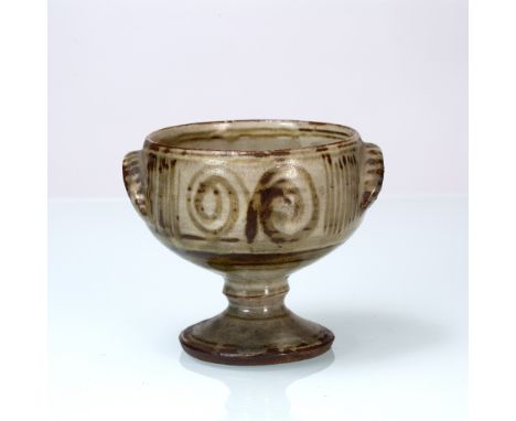 Michael Cardew (1901-1983) at Wenford Bridge  Chalice cup  brushwork decoration  impressed potter's and pottery seals 13cm hi