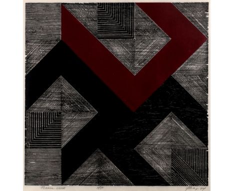Alex Gama (b.1950) Trama, 1997 5/50, signed, titled, and dated (in pencil) wood engraving 50 x 50cm.