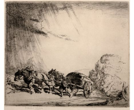 Ernest Herbert Whydale (1886-1952) Nearing the Hilltop signed in pencil (in the margin) etching 25 x 29cm.