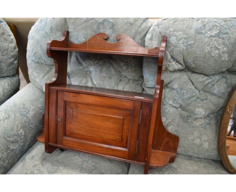 A Victorin mahogany wall shelf with cabinet under, width approx. 70cm