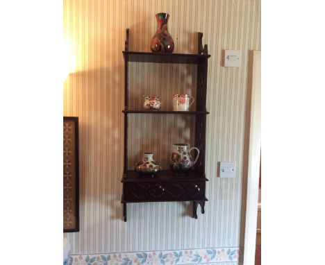 A reproduction hardwood open shelf in the Victorian style, width approx. 40cm (please note is just the shelf not the contents